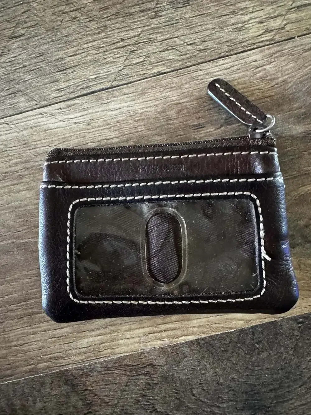 Fossil Brown Leather Pop-Stitch ID Case and Coin Pouch
